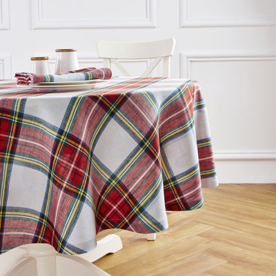Stewart Plaid - 100% Pure Linen Christmas Round Tablecloth