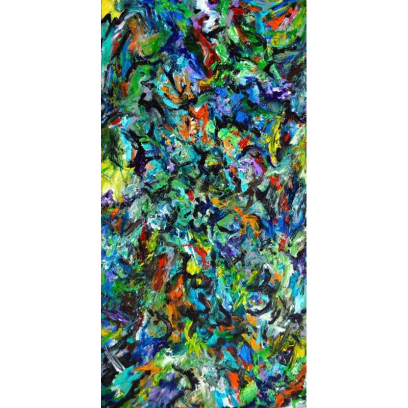 Celebration II On Giclee Canvas Hand Embellished Art, 41.5" H x 21.5" W x 1.75" D, White Framed Canvas