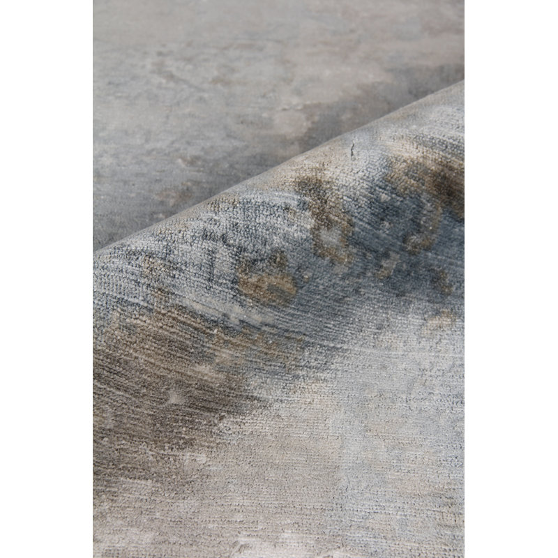 Koda Handmade Synthetic Silver/Blue/Brown Area Rug, Rectangle 8' x 10'
