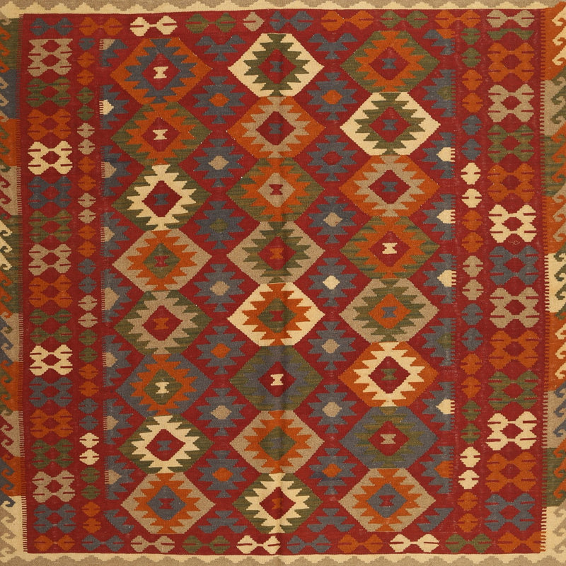 Tapis de zone rouge contemporaine, Carré 3 pi