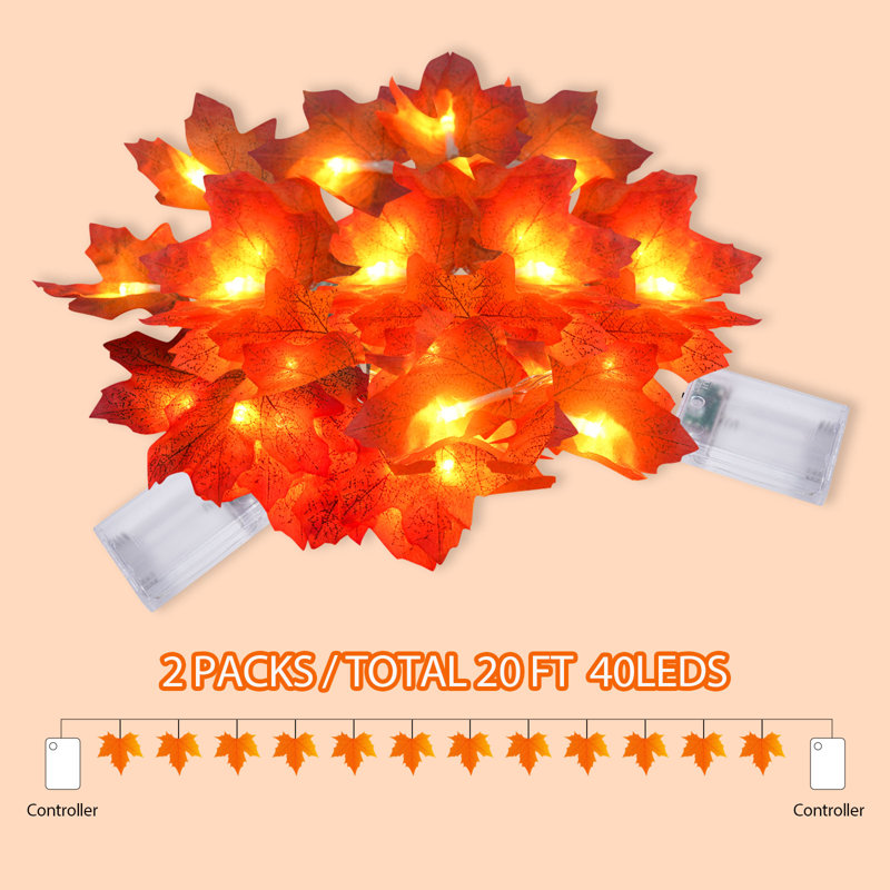 Maple Leaf String Lights  Fall Halloween Indoor Decor Waterproof Outdoor Décor For Autumn Festivals
