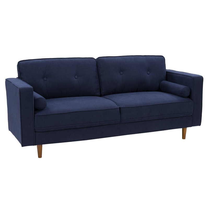Canapé à accoudoirs carrés 78 po Auxence, Polyester bleu marine