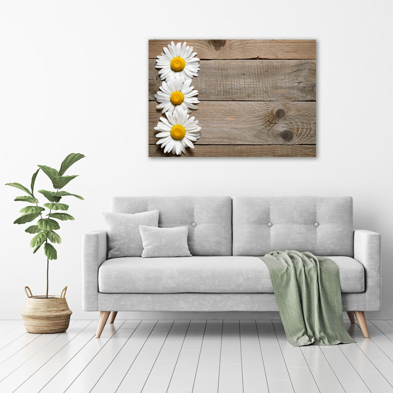 Daisies Wood - No Frame Print on Glass