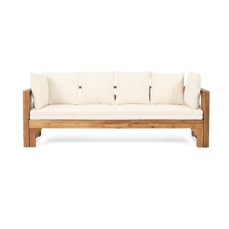 Lit de jour convertible pour patio - bois et coussin de terrasse