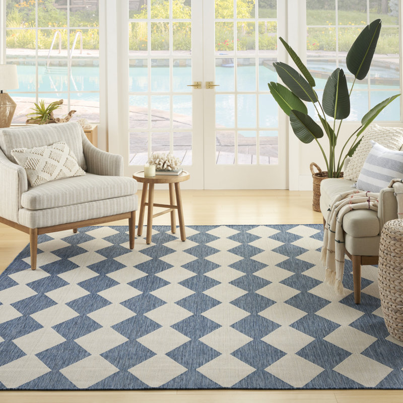 Positano Indoor/Outdoor Area Rug, Rectangle 7' x 10', Blue