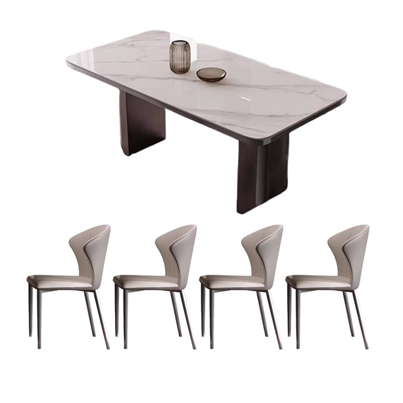 Table de salle à manger et chaise Light Luxury, Blanc, H 29,5 po x L 55,1 po x l 31,4 po