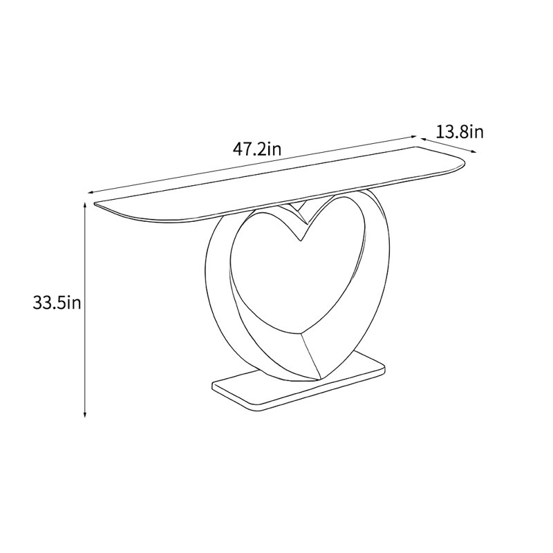 Italian style luxury console table, H 33,5 po x l 47,2 po x P 13,8 po, Noir
