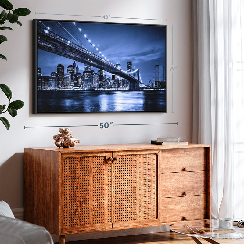 «Twinkling Brooklyn Bridge Wall Art», H 29 po x l 43 po