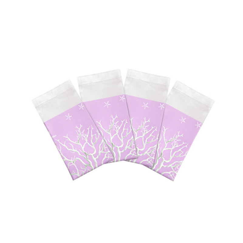 Serviettes de table en satin de coton Coral Branch, Lilas