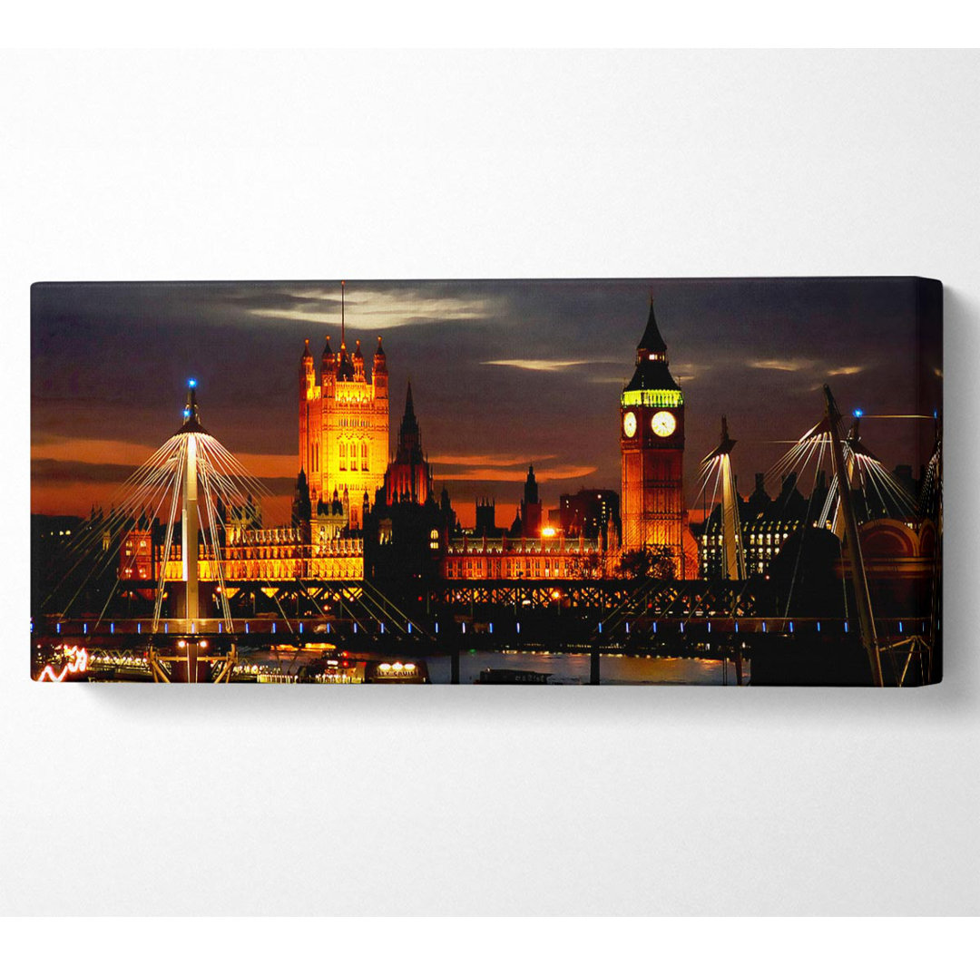 London Houses Of Parliament Lichter Panorama-Leinwand