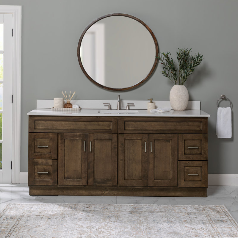 Meuble-lavabo simple 73 po Kodiak avec plateau en quartz blanc Sollman Sollman, 73"