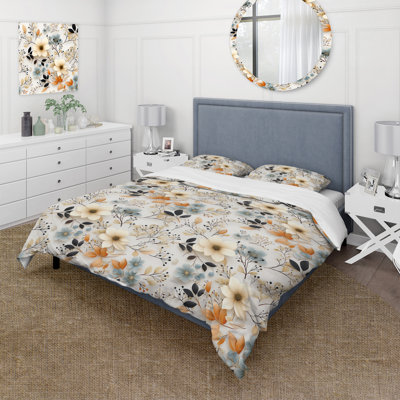 Earthy Tones Botanical Flowers Floral Duvet Cover