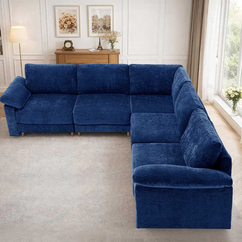 Canapé modulaire moderne pour le salon, Chenille bleu