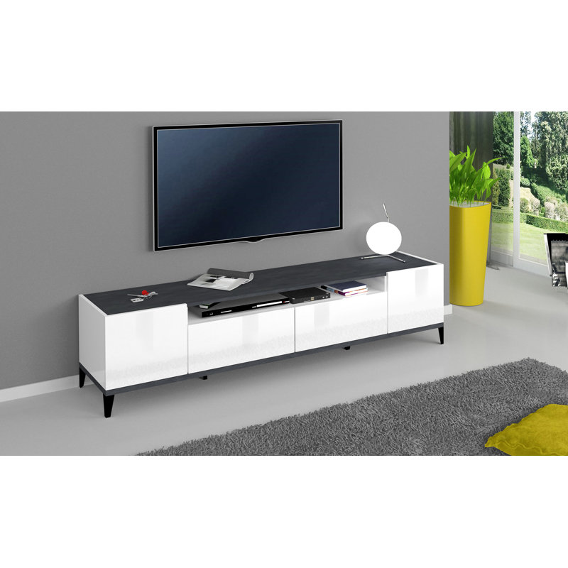 Avae TV Stand for TVs up to 88", White Glossy/Slate