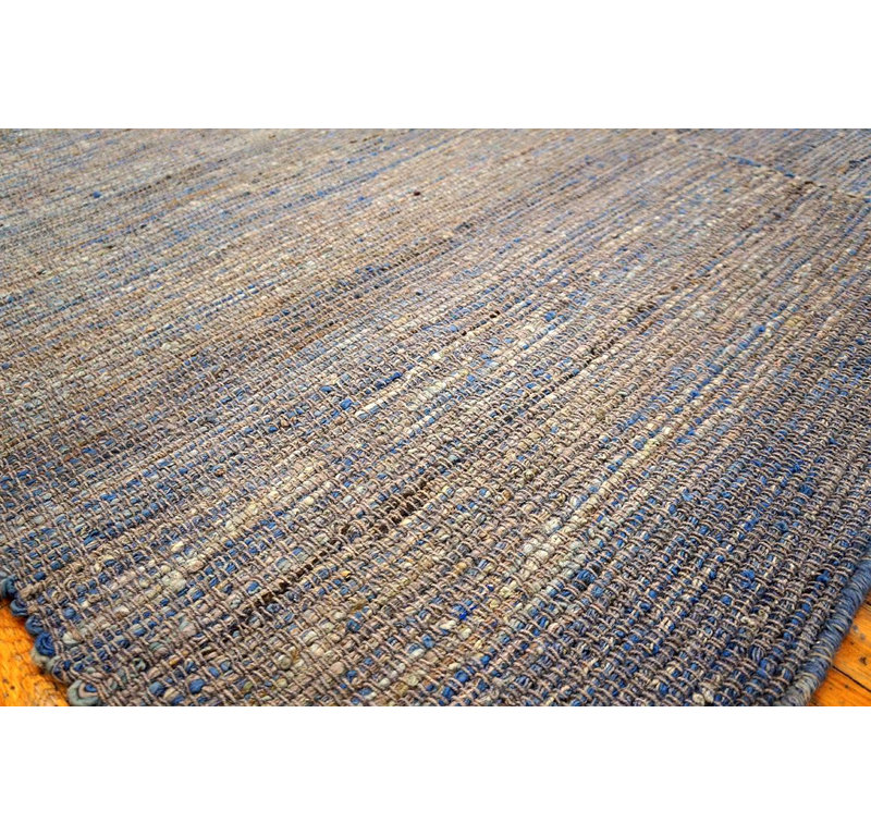 Tapis à tissage plat de style Shaker américain contemporain bleu et gris Great Muti