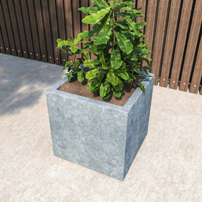 Urta Square Fiberstone Planter Modern Handmade MGO Clay Plant Pot with Drainage Holes for Indoor & Outdoor Use
