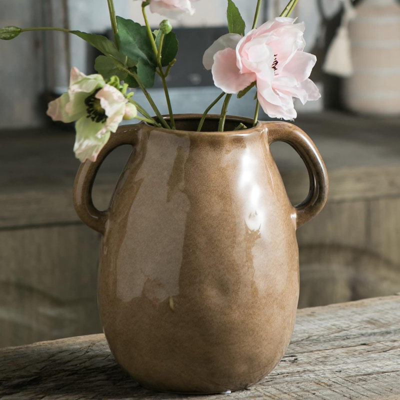 Brown Ceramic Vase With Handle