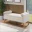 Banc de chambre rembourré avec tissu bouclé et pieds en bois massif
