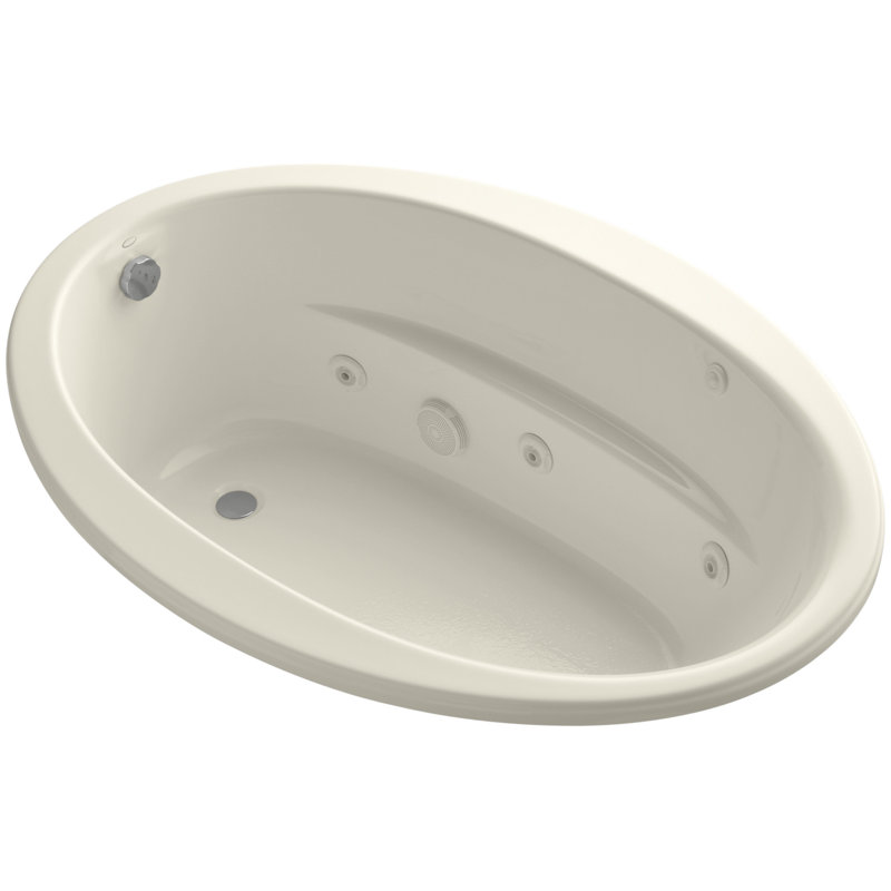 Sunward 60" x 42" Undermount Whirlpool Bathtub, Almond, No