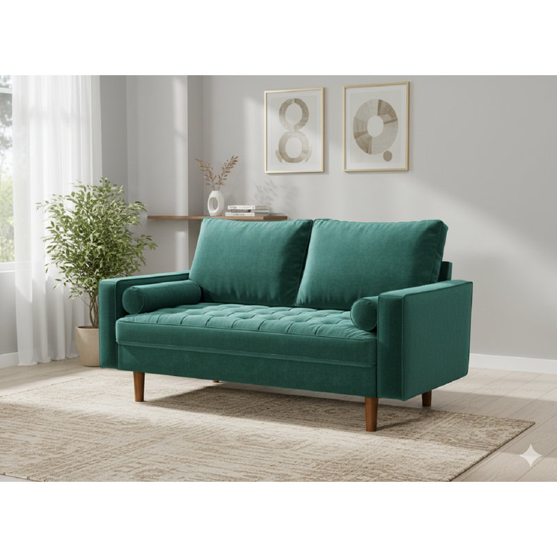 Geniece 57.8'' Velvet Loveseat, Green