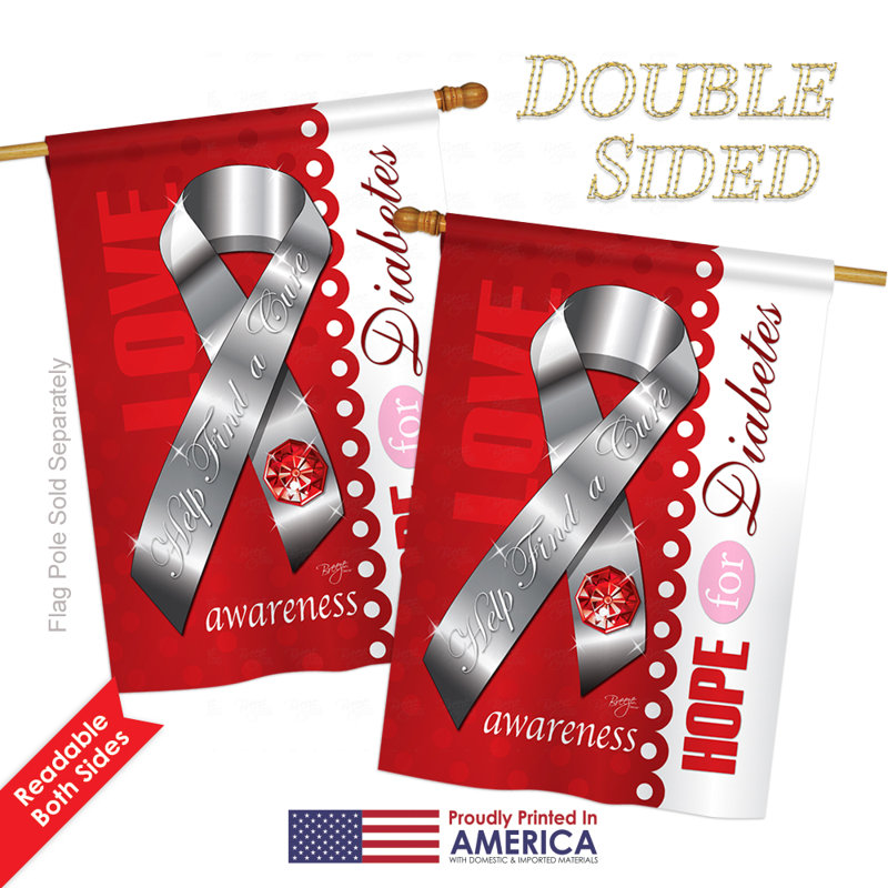 Drapeau maison en polyester 2 côtés diabete, H 18,5 po x l 13 po