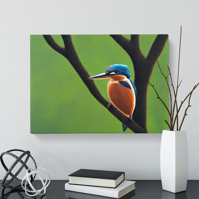 Beguiling Kingfisher Bird - Wrapped Canvas Print, 50cm H x 76cm W x 3cm D