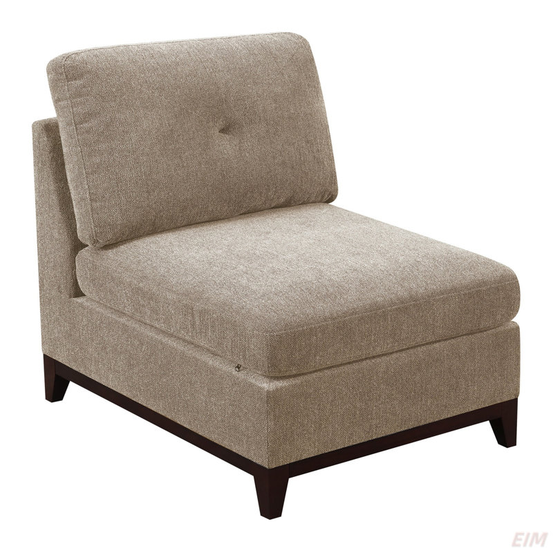 Fauteuil modulaire 1 pièce en tissu chenille sans accoudoirs, Chameau