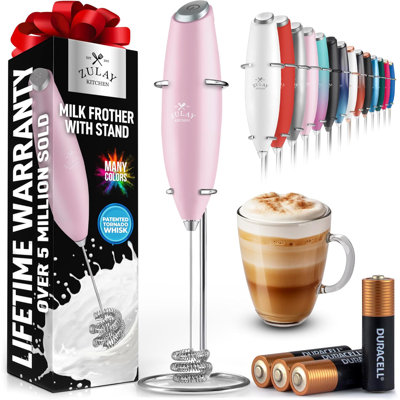 Zulay Kitchen Tornado Whisk Milk Frother With 4 Aa Duracell Batteries - Triple Whisk For More Power