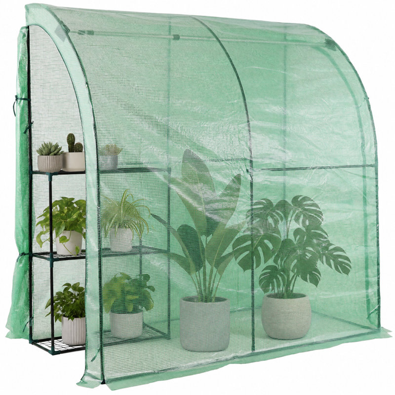 3-Tier Lean-To Portable Walk-In Greenhouse with 2 Zipper Doors, 79"x39"x83" Heavy-Duty Garden Hot House