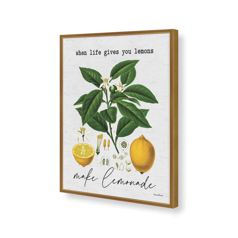 Make Lemonade by lettered & lined Art Print, 12 W x 16 H, Framed Print, Gold