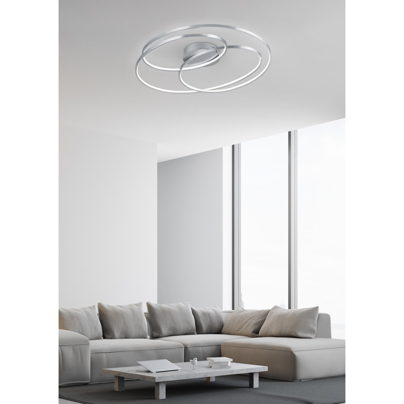 Voluntown 1-Light LED Flush Mount, Nickel, 14.5cm H x 80cm W x 65cm D