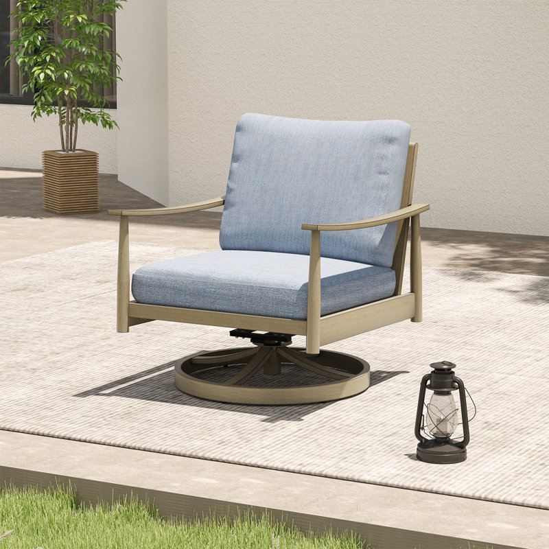 Méridienne d'extérieur pivotante en aluminium Mariene, Bleu, Beige