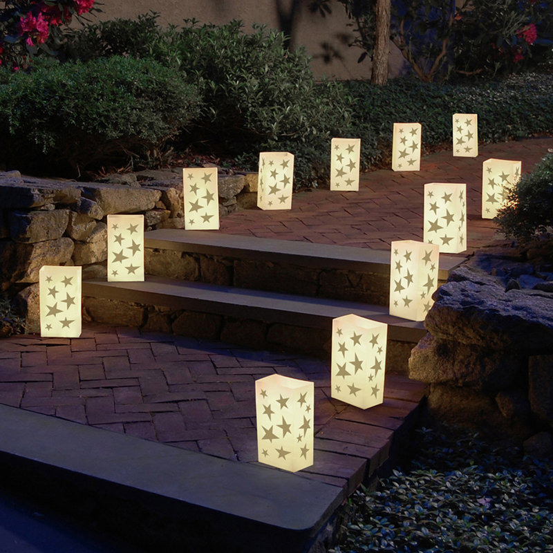 Battery Operated Luminaria Kit with Timer, Gold Star