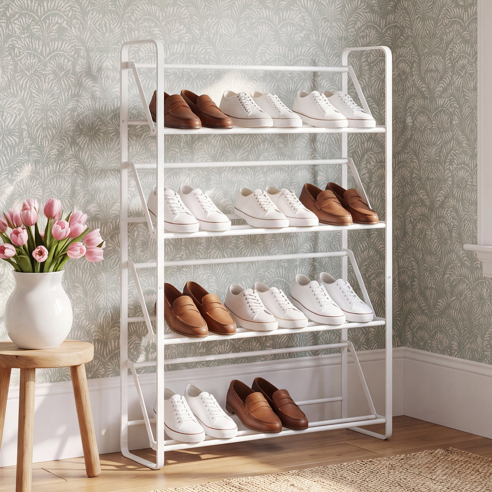 Yamazaki Home Slim Shoe Rack, White