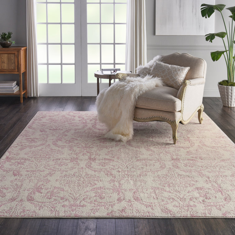 Yurig Abstract Ivory/Pink Area Rug
