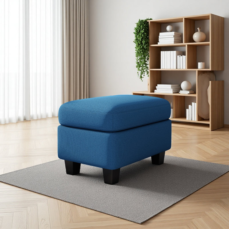 Upholstered Ottoman, Blue