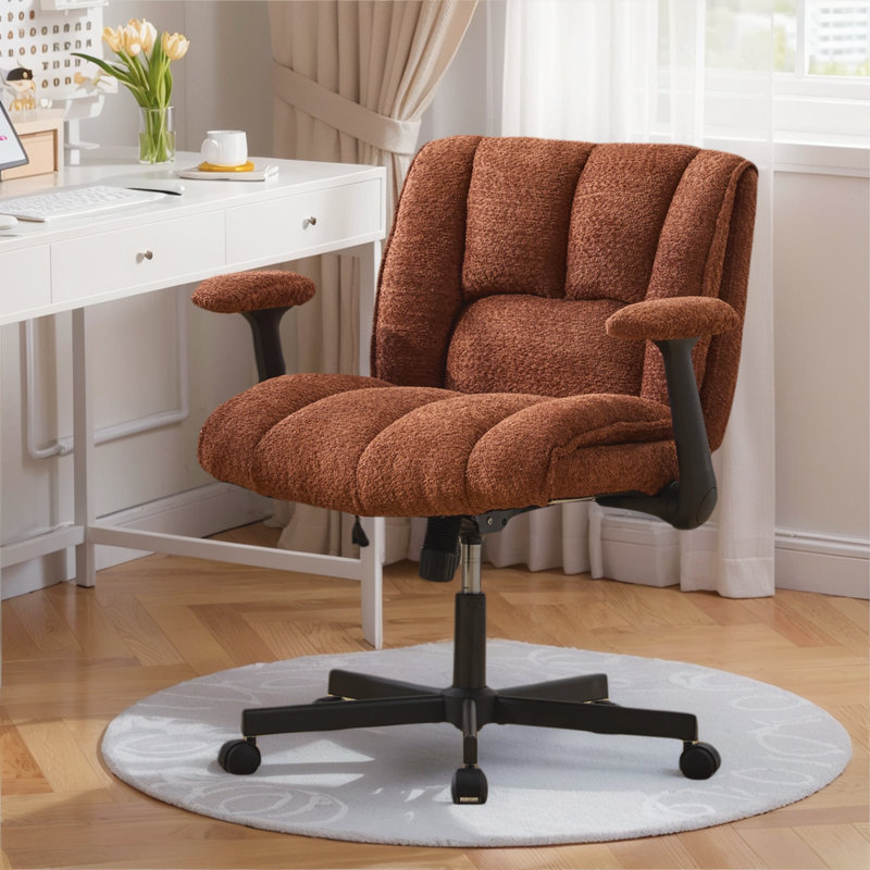 Criss Cross Home Office Chair With Adjustable Backrest,Swivel Wheels And Adjustable Armrest, Orange