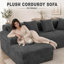 Modern Oversized 262cm Boneless Corner Sofa L-Shaped Corduroy Sofa With Storage Pockets-879638394-879638392