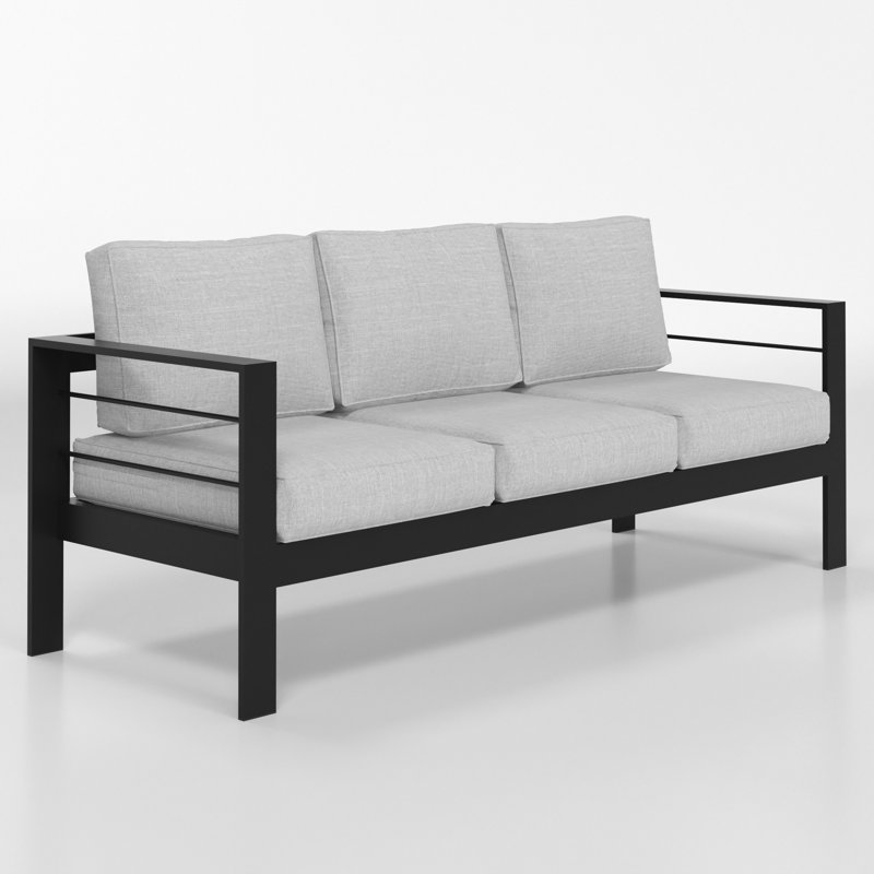 All-Aluminum Outdoor Sofa for All Weather, 3-Person Patio Seating with Soft Cushion, Outdoor Seating with 3.2" Widened Armrest