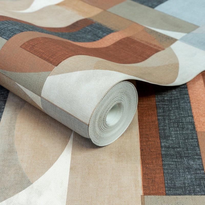 Arcadia Collection Geometric Motives Wallpaper Roll, Brown