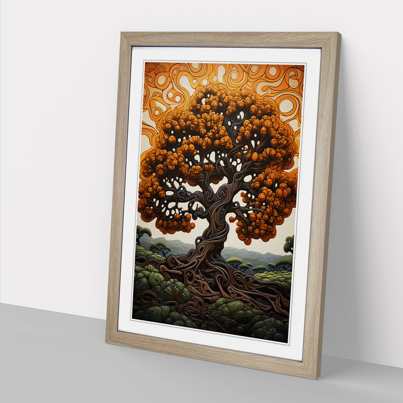Oak Tree Contemporary - Single Picture Frame Print on Wood, Oak , 34cm H x 25cm W x 2cm D