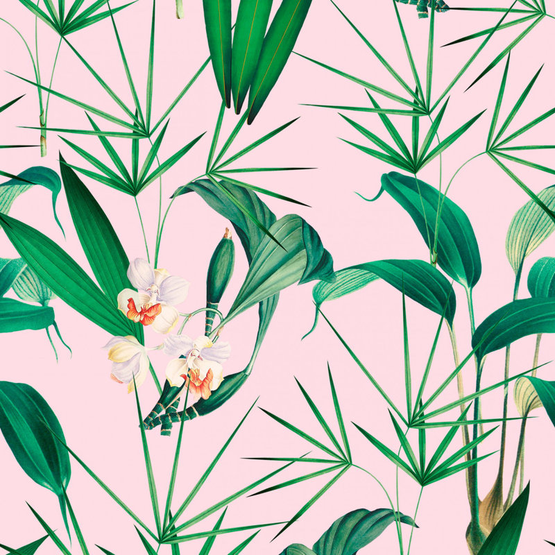 Palm Springs Floral Wallpaper Roll, Green/White/Pink