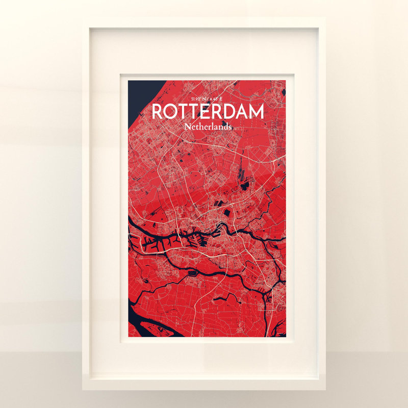 Rotterdam City Map In Nautical - No Frame Print, 36cm H x 24cm W x 0.05cm D