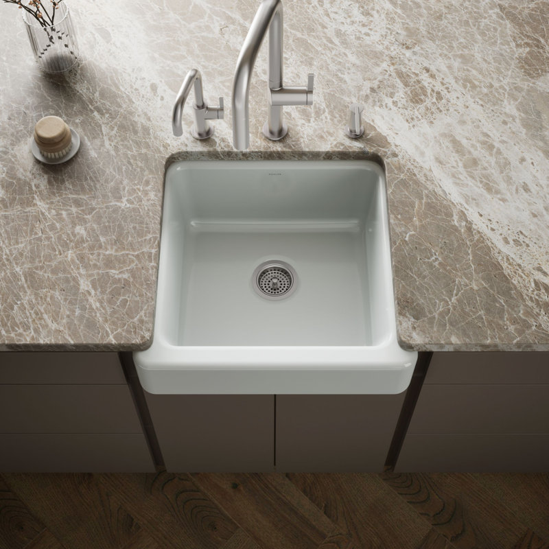 Whitehaven Self-Trimming 24" L x 22" W Farmhouse Kitchen Sink, Ice Grey