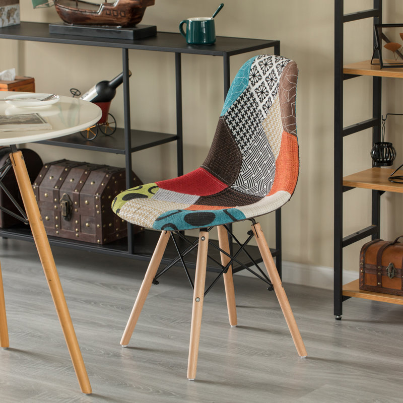 Deardra 18'' H Fabric Upholstered Beech Side Chair, Multi-color, 1