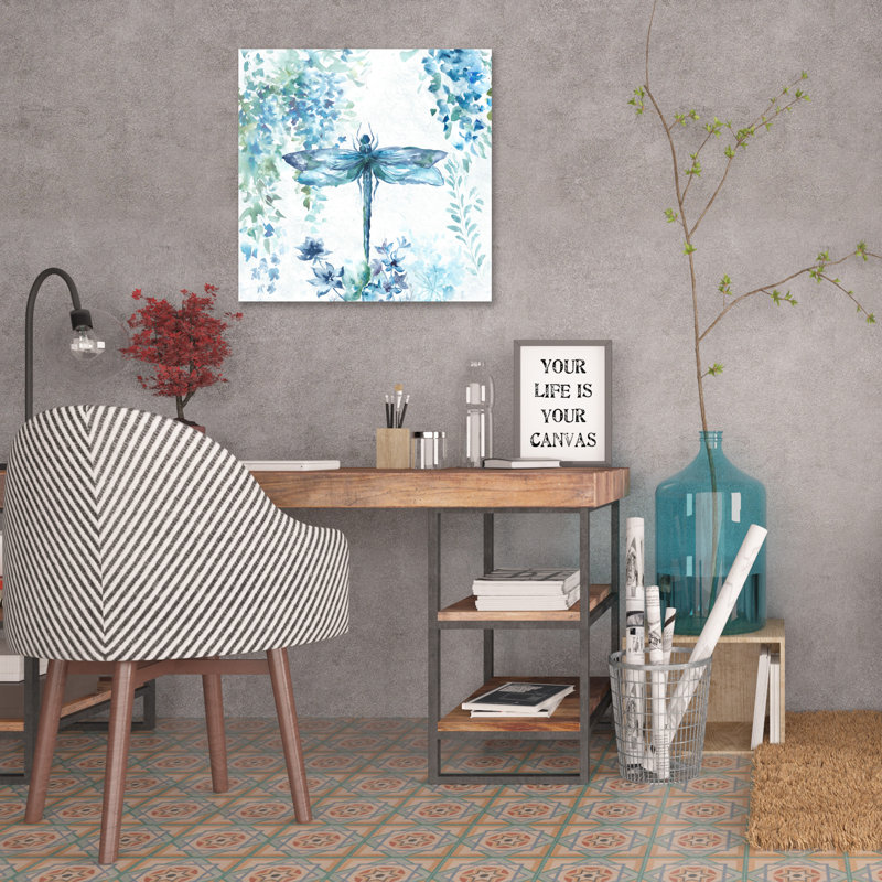 Wisteria And Dragonfly III by Tre Sorelle Studios - Wrapped Canvas Print, 91cm H x 91cm W x 4cm D