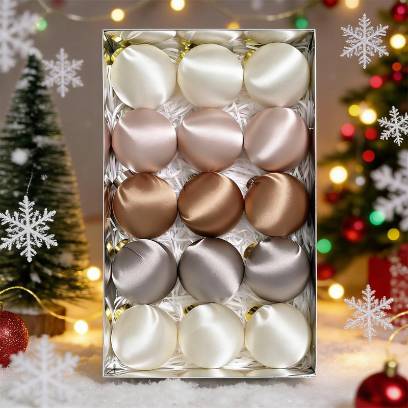 15 pièces / ensemble de décoration de sapin de Noël suspendu en boule de Noël de 3,2 pouces, Blanc