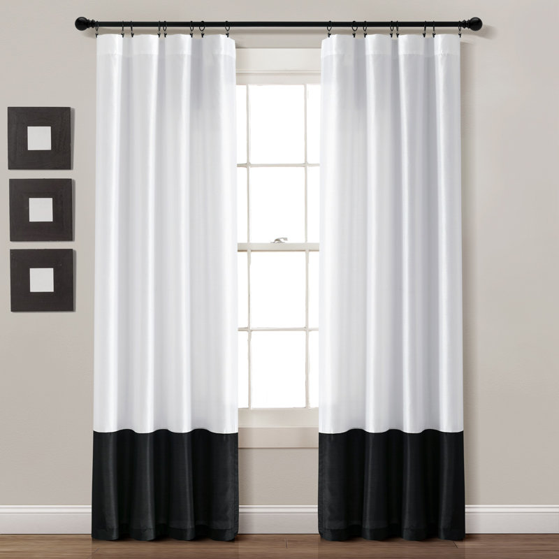 Curtain Pair, White/Black