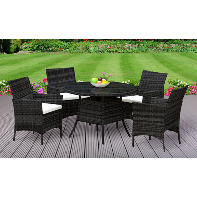 Ballast 4 - Person Patio Dining Set Round Table with Cushions Included