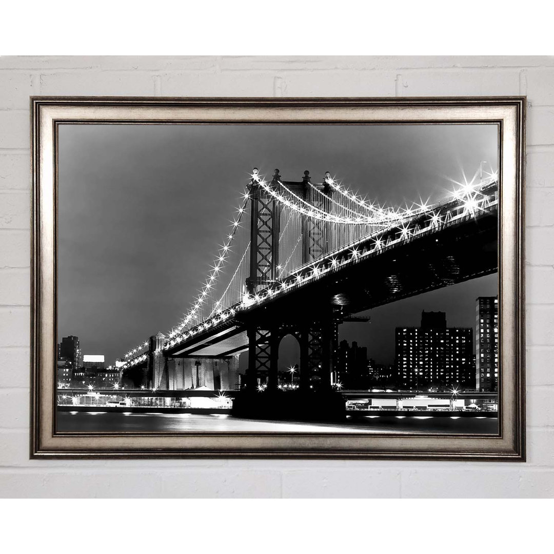 Brooklyn Bridge Lights B N W - Einzelne Bilderrahmen Kunstdrucke